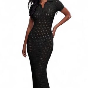 Missguided Black knit maxi dress